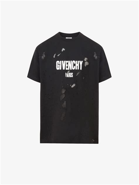 blurred givenchy paris t-shirt materials|givenchy distressed logo.